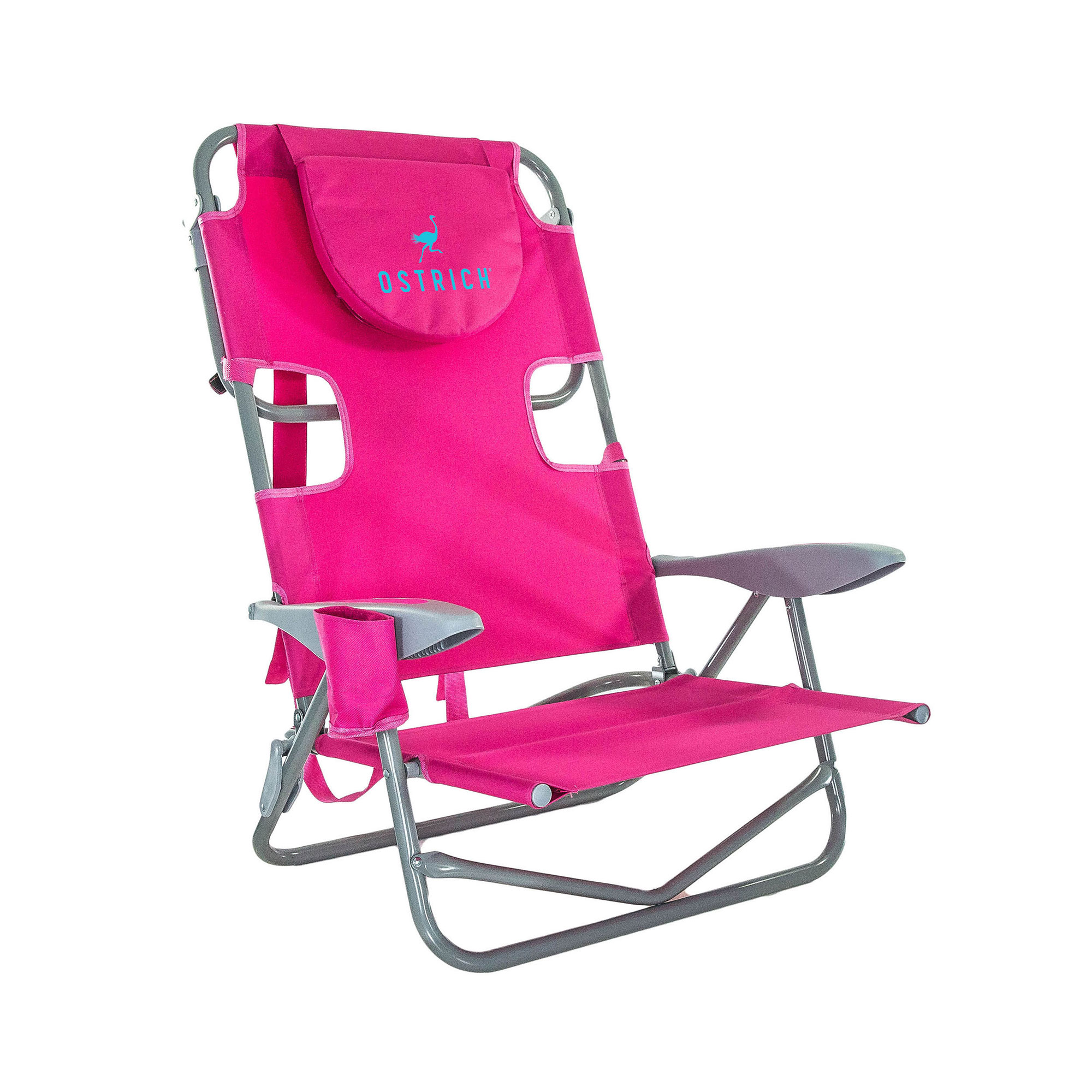 Ostrich On-Your-Back Outdoor Reclining Beach Pool Camping Chair, Pink - image 1 of 9