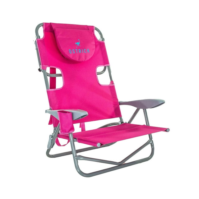 Ostrich On-Your-Back Outdoor Reclining Beach Pool Camping Chair, Pink