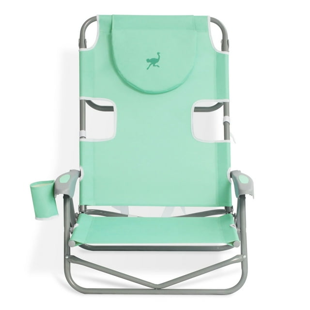 Ostrich On-Your-Back Outdoor Reclining Beach Pool Camping Chair, Teal