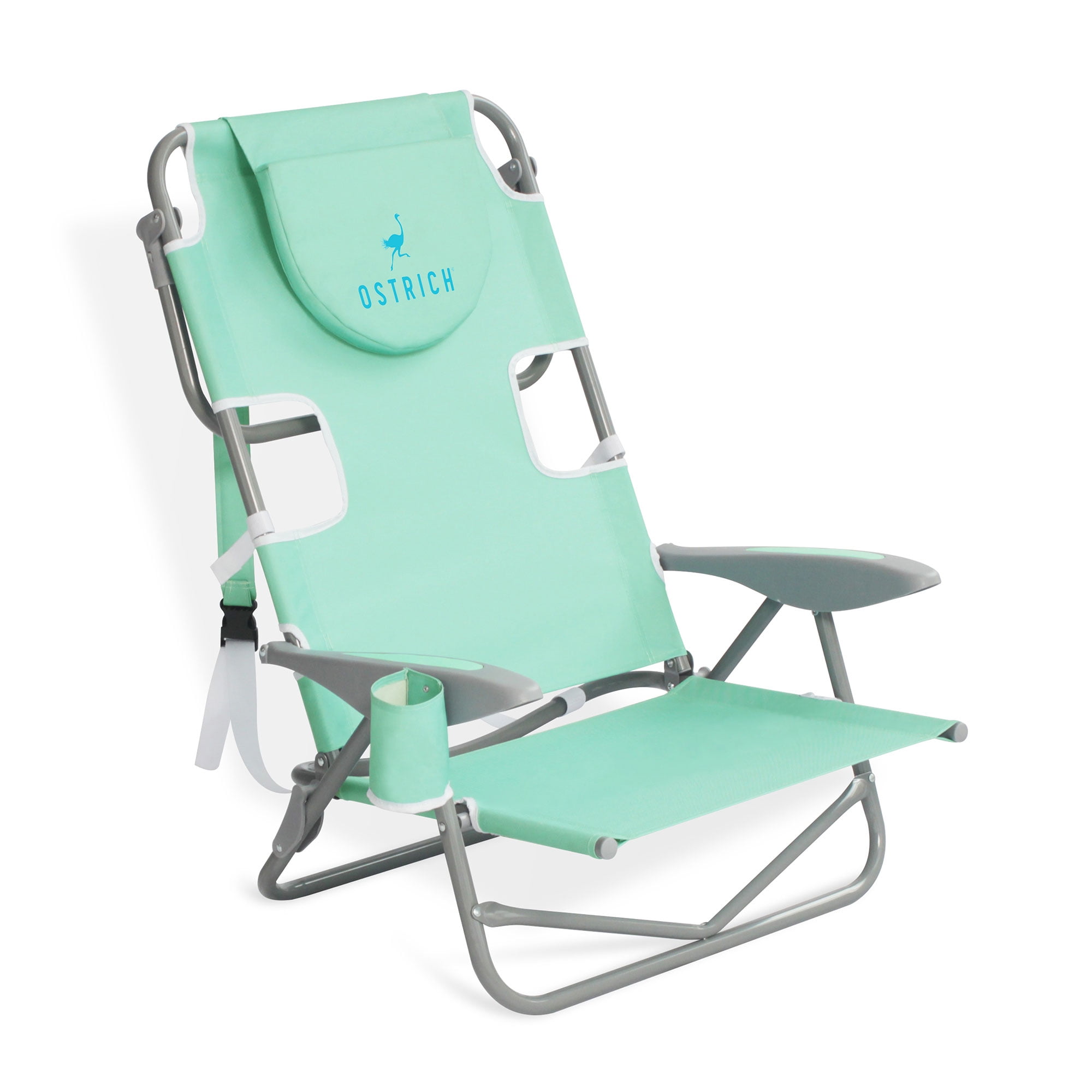 Teal Adjustable Aluminum Folding Beach Lounge Chair with Backpack Straps