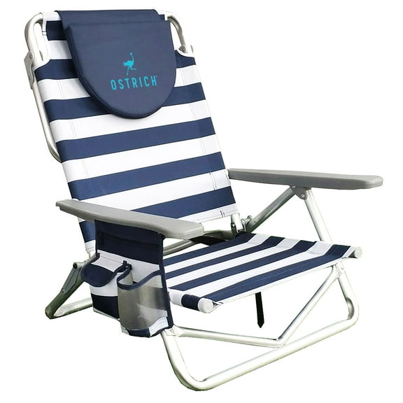 Open Box Ostrich On-Your-Back Sand Chair Outdoor Beach Pool Recliner, Stripe