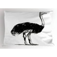 thumbnail image 1 of Ostrich Pillow Sham, Sketch of Camel Bird Wild Feathered Creature in African Desert Boho Print, Decorative Standard Size Printed Pillowcase, 26 X 20 Inches, Black White Grey, by Ambesonne, 1 of 2