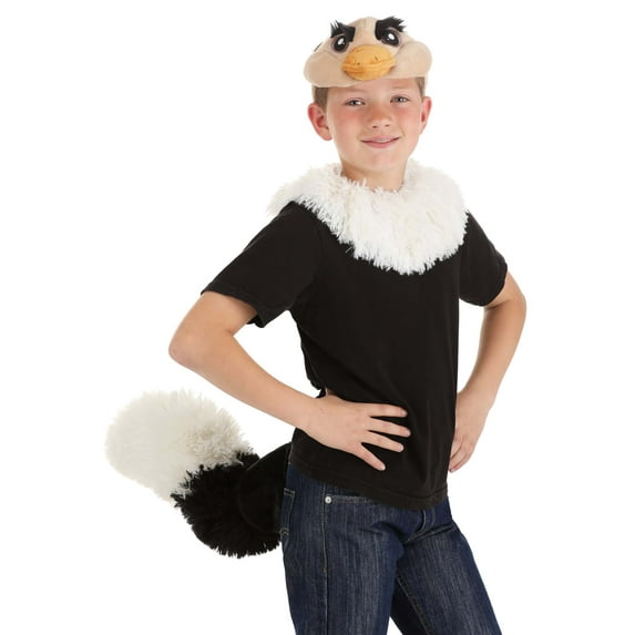 Ostrich Plush Headband, Collar & Tail Kit