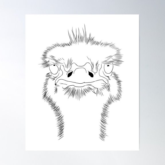 Ostrich Portrait Poster Wall Art, Modern Wall Decor For Living Room Bedroom, 8x12 UNFRAMED