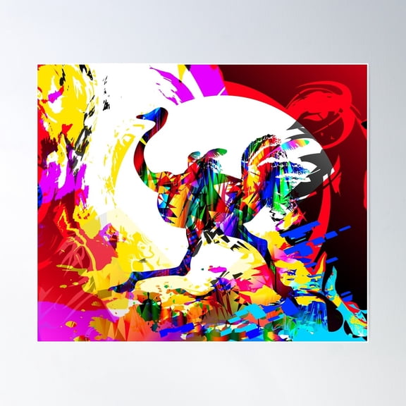 Ostrich Running, Colorful Tropical Bird Poster Wall Art, Modern Wall Decor For Living Room Bedroom, 8x12 UNFRAMED