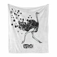 thumbnail image 1 of Ostrich Soft Flannel Fleece Blanket, Minimalist Style Animal Bird in Watercolor Sketch Zoo Feathered Mammal Print, Cozy Plush for Indoor and Outdoor Use, 50" x 60", White Black Grey, by Ambesonne, 1 of 6