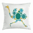thumbnail image 1 of Ostrich Throw Pillow Cushion Cover, Abstract Geometric Circles and Dots Featured Modern Mammal Pattern, Decorative Square Accent Pillow Case, 16 X 16 Inches, Teal Earth Yellow Blue, by Ambesonne, 1 of 2
