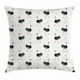 thumbnail image 1 of Ostrich Throw Pillow Cushion Cover, Baby Camel Bird with Leaves Botanical Branches Hipster Illustration, Decorative Square Accent Pillow Case, 24 X 24 Inches, Pale Green Black Pink, by Ambesonne, 1 of 2