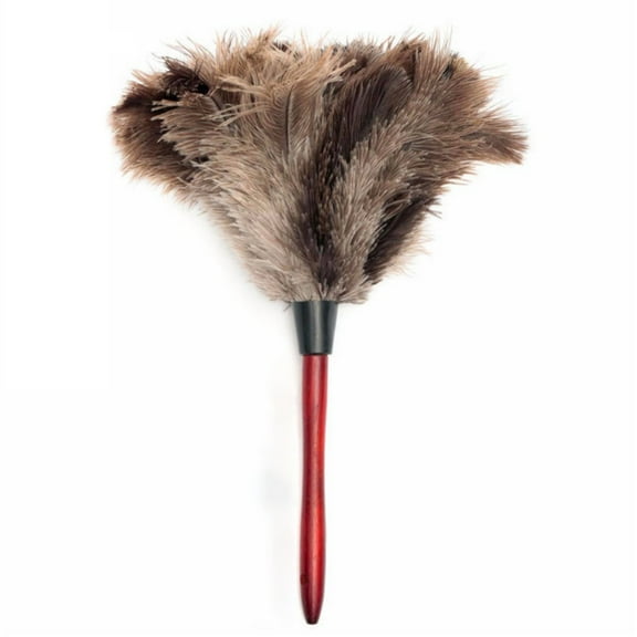 Ostrich feather, shoehorn feather duster, anti-static wooden handle