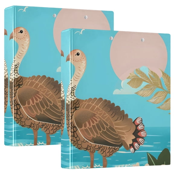 Ostrichs at Seaside Round Ring Binder 3 Rings 1.5" Capacity File Storage for A4 Size 1 Pack