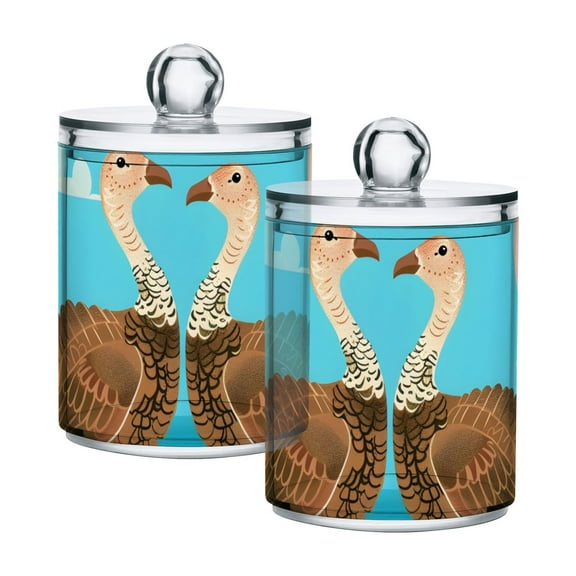 Ostrichs at Seaside Translucent Plastic Cans Storage Canisters with Lid Set of 2