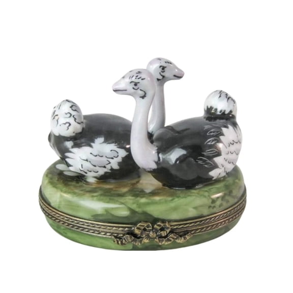 Ostridge Duo Porcelain Limoges Trinket Box for Collectors Limoges Box Porcelain Figurine