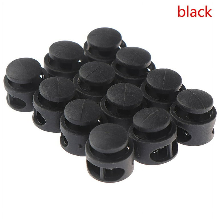 Ostrifin 12 Pcs Drawstring Stopper Cord Lock Clamp Toggle Clip Stopper Shoelace Buckle, Size: One size, Black