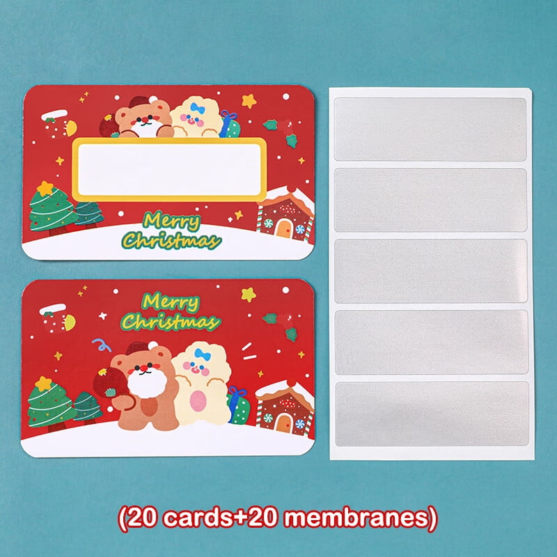 Ostrifin Cartoon Merry Christmas Reward Scratch Card Film Coated Stickers Scratch Off Labels