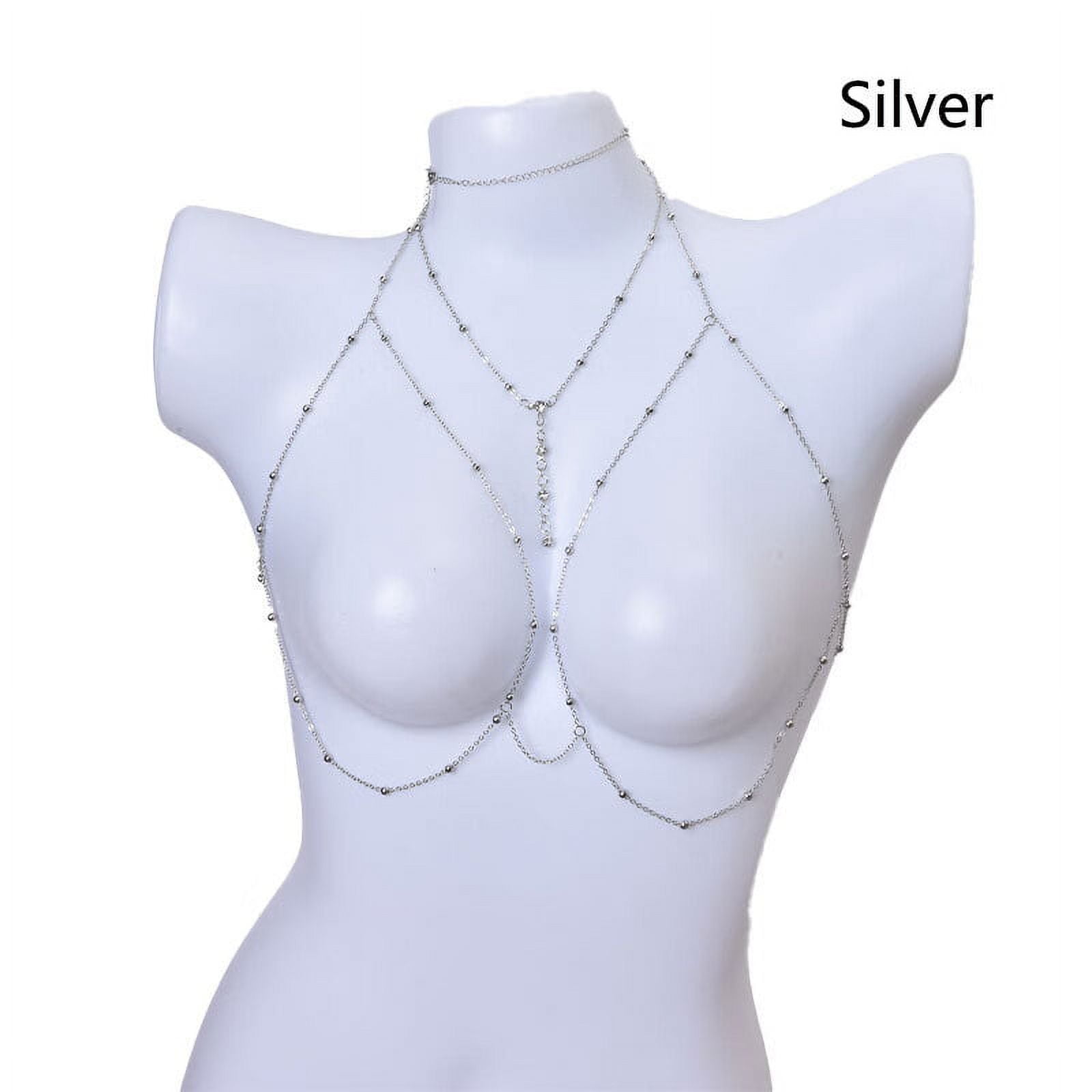 OOKWE Women Sexy Glitter Rhinestone Bra Thong Panties Set Shiny Imitation  Crystal Body Chain Harness Jewelry Bikini Underwear 