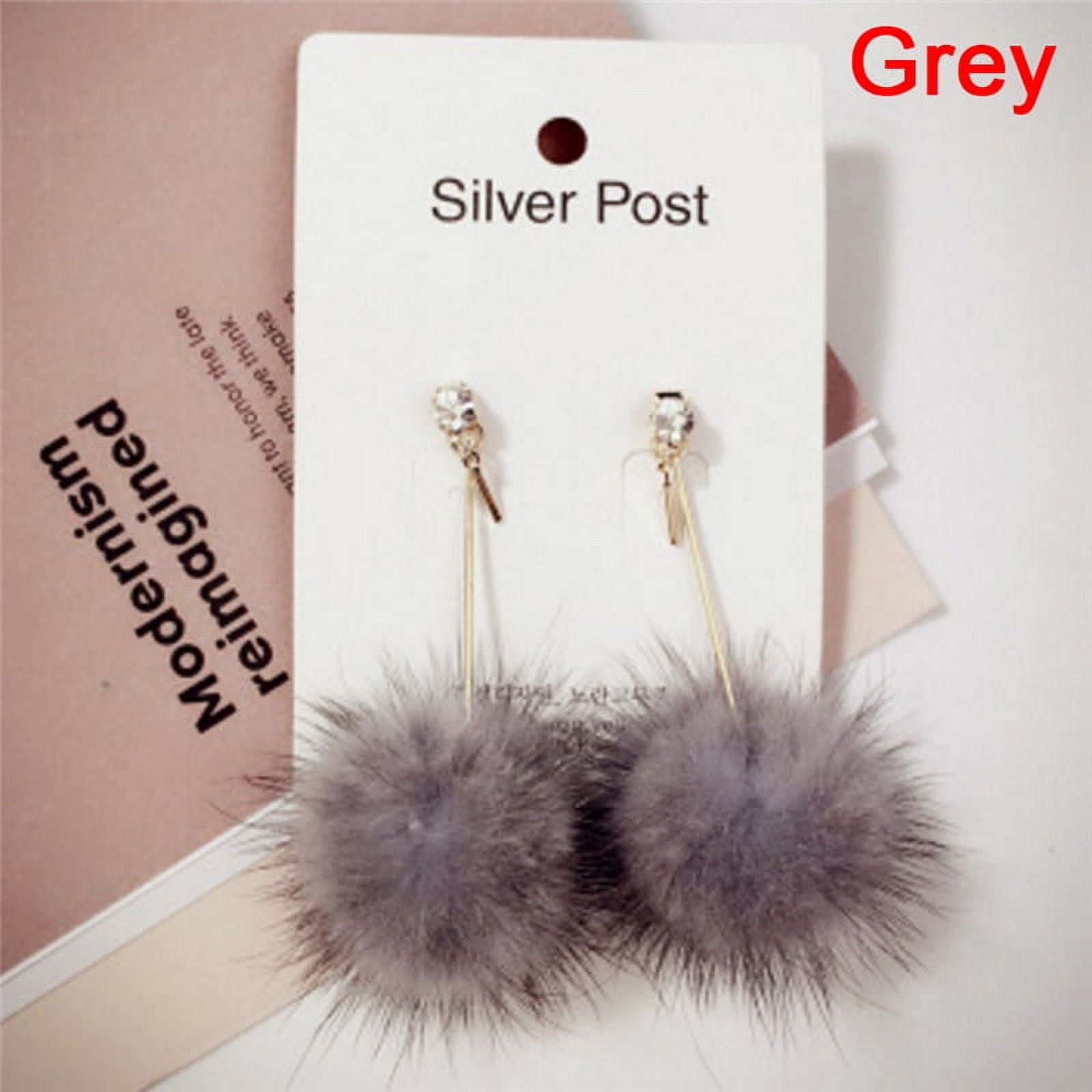 Ostrifin Soft Fur Ball Pompom Long Earrings Drop Dangle Earrings