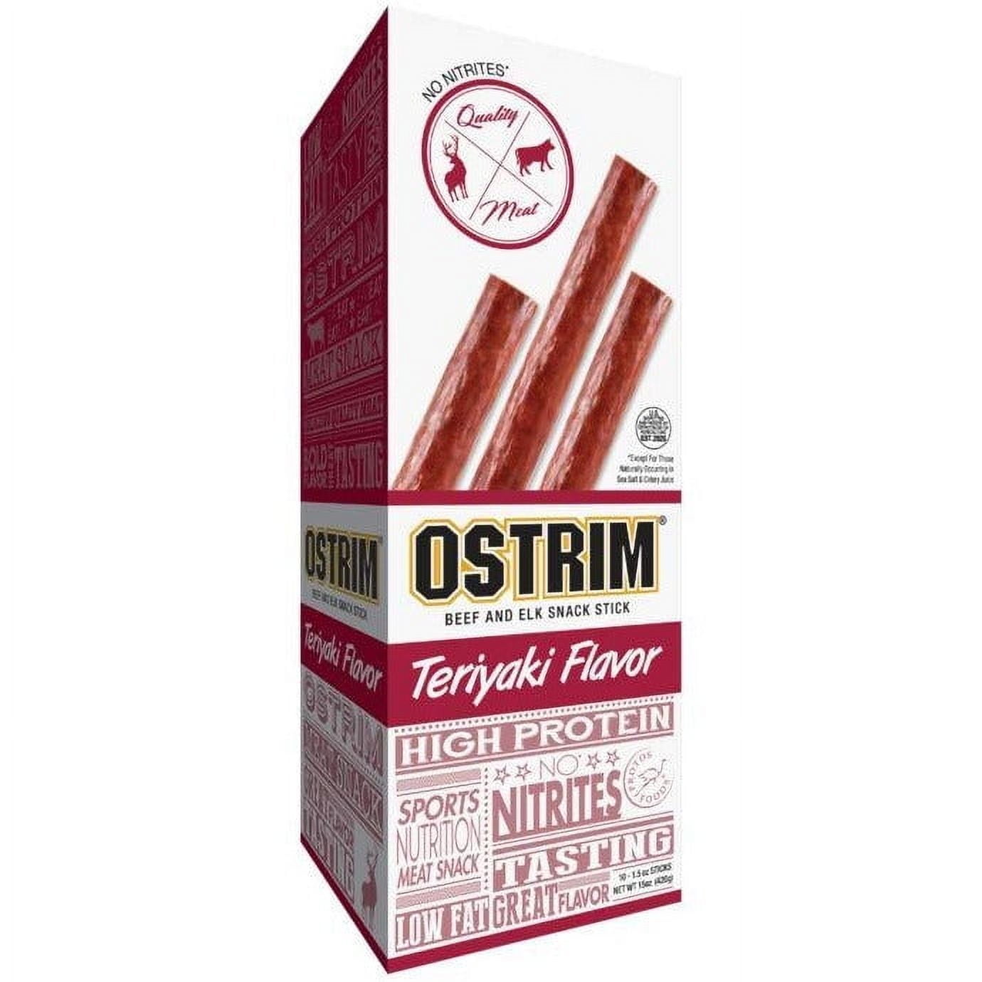 Ostrim 100% Grass-Fed Beef & Elk Stick, Teriyaki, 1 Stick, 1.5 oz (42 g)