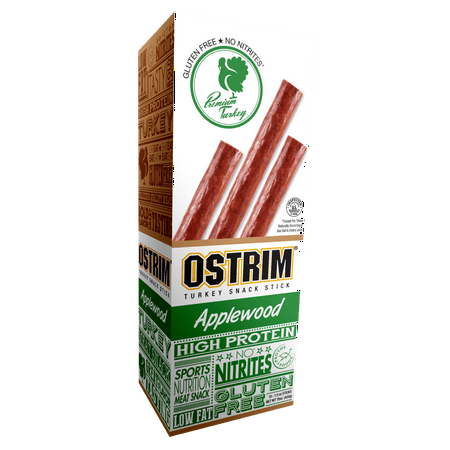 Ostrim Turkey Snack Stick, Applewood, Pack of 10, 1.5 oz sticks