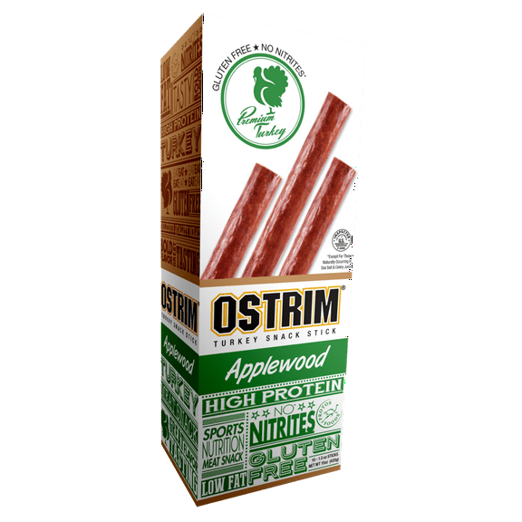 Ostrim Turkey Snack Stick, Applewood, Pack of 10, 1.5 oz sticks