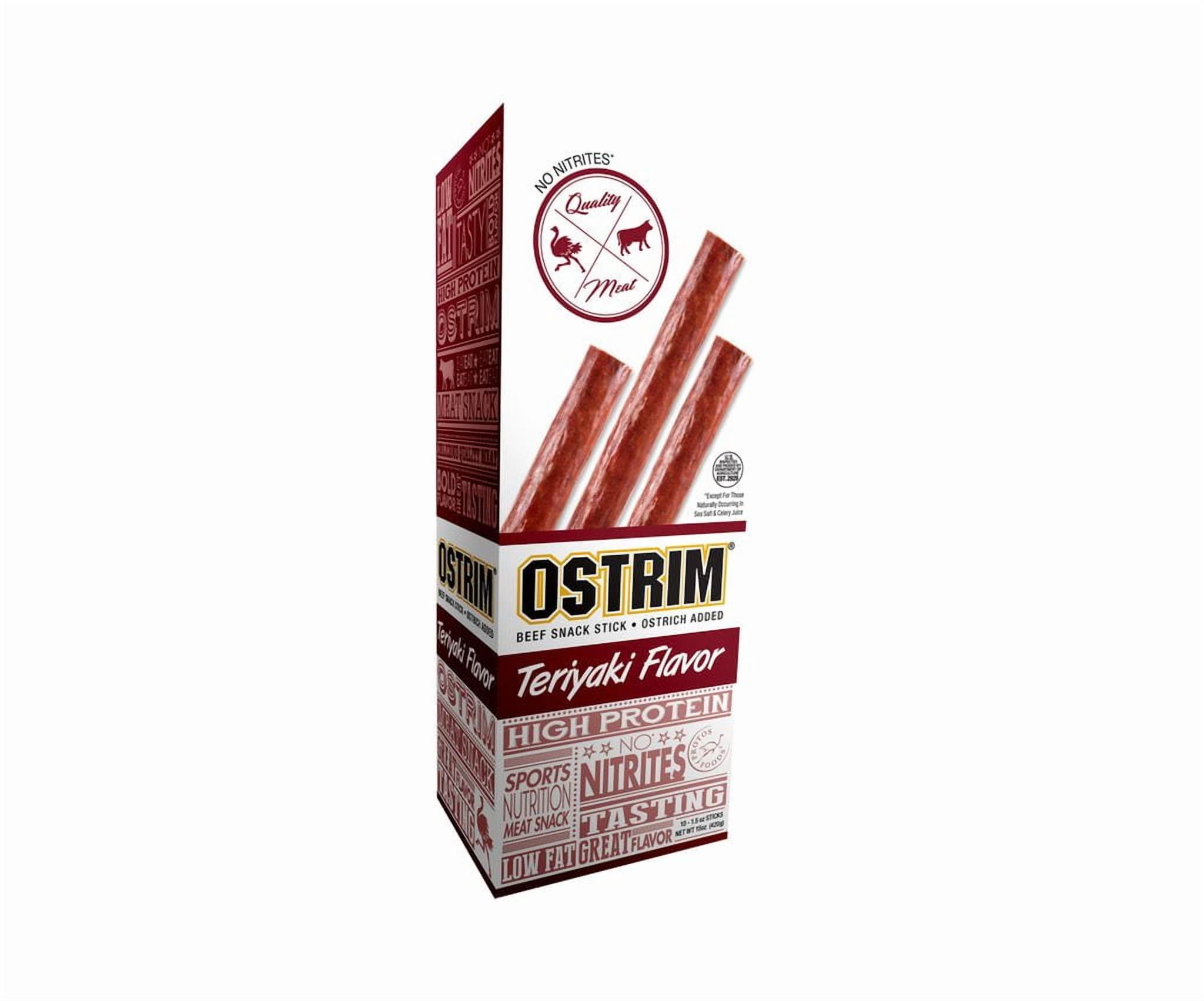 Ostrim Beef & Ostrich Snack Stick, Teriyaki, Pack of 10, 1.5 oz sticks