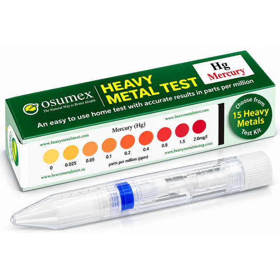Osumex Heavy Metal Mercury Test Kit 1 Pack Heavy Metals Test - Drinking Water Test Kit, Heavy Metal Test Kit, Mercury Testing Kit, Heavy Metals Testing Kit for Urine, Water, Food, & Other Materials