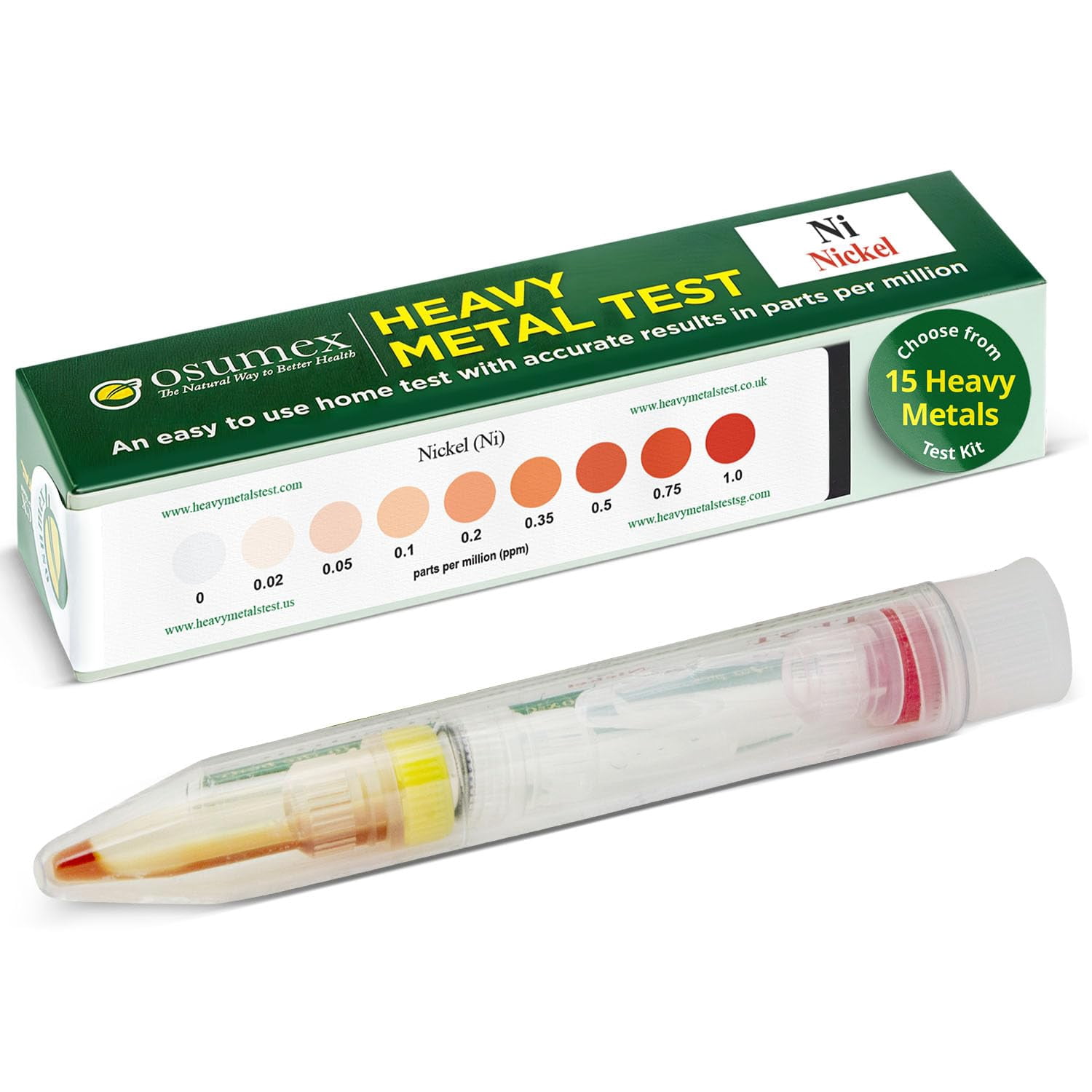 Osumex Heavy Metals Test Kit Nickel Test Kit - 1 Pack Heavy Metal Tester Kits for Humans, at Home Drinking Water Tester for Urine, Food, and Other Materials, Water Testing Kits for Drinking Waters