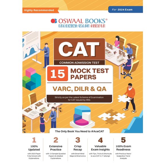 Oswaal CAT 15 Mock Test Papers for 2024 Exam, (Paperback)