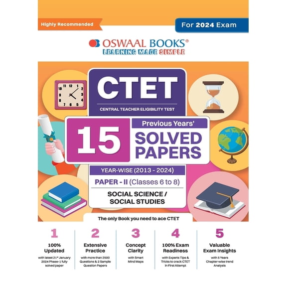Oswaal CTET (Central Teachers Eligibility Test) Paper-II Classes 6 - 8 15 Year's Solved Papers Social Science and Studie, (Paperback)