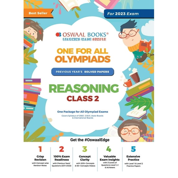 Oswaal One For All Olympiad Previous Years' Solved Papers, Class-2 Reasoning Book (For 2023 Exam), (Paperback)