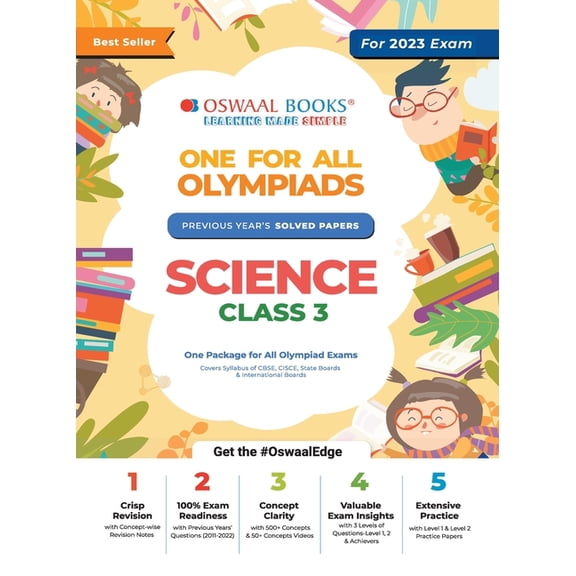 Oswaal One For All Olympiad Previous Years' Solved Papers, Class-3 Science Book (For 2023 Exam), (Paperback)