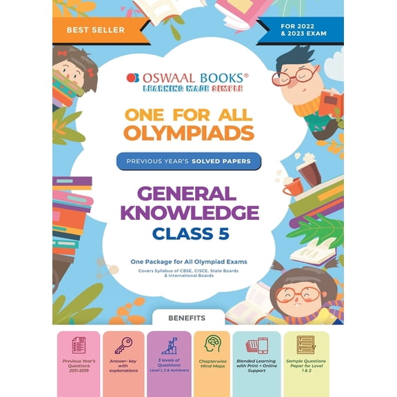 Oswaal One For All Olympiad Previous Years' Solved Papers, Class-5 General Knowledge Book (For 2022-23 Exam), (Paperback)