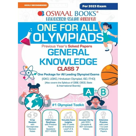 Oswaal One For All Olympiad Previous Years' Solved Papers, Class-7 General Knowledge Book (For 2023 Exam), (Paperback)