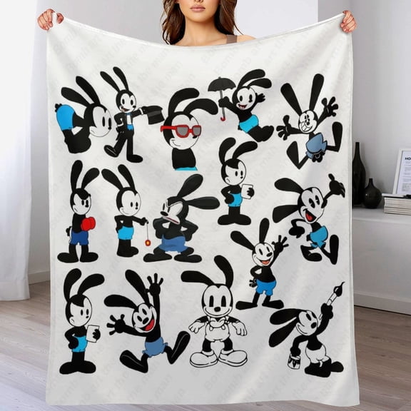 Oswald The Lucky Rabbit Cartoon Blanket, Soft Cozy Fluffy Plush Throw Blanket for Boys Girls Young Adults, Warm Flannel Blanket for Living Room Bedroom Couch Bed 30"x40"