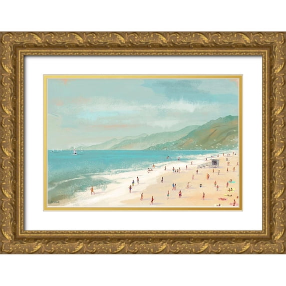 Oswald, Pete 14x11 Gold Ornate Wood Framed with Double Matting Museum Art Print Titled - Santa Monica Beach