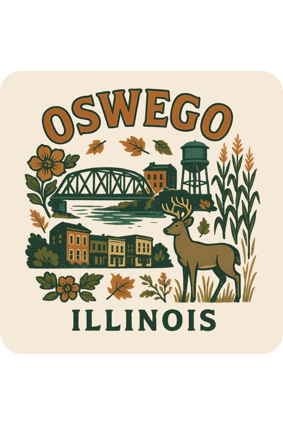 Oswego Illinois Keepsakes Souvenir Vinyl Sticker – Destination Travel Keepsake Collectible (3-Inches Wide)
