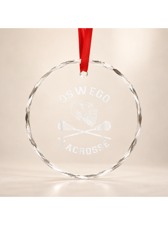 Oswego Lacrosse Vintage Distressed Retro Lax Glass Ornament