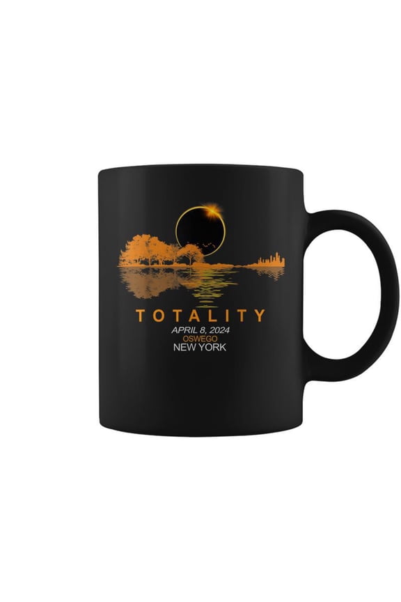 Oswego New York Total Solar Eclipse 2024 Guitar Coffee Mugs