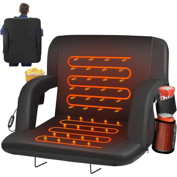 Oswerpon 21in Heated Stadium Seat for Bleachers with back support and cushion, for camping games sports(No Battery)