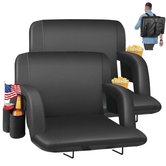 Oswerpon 2pcs 25"Extra Wide Stadium Seats for Bleachers with Back Support, Portable Bleacher Seats with Cushion,Foldable Stadium Chair for Outdoor Sports,Camping