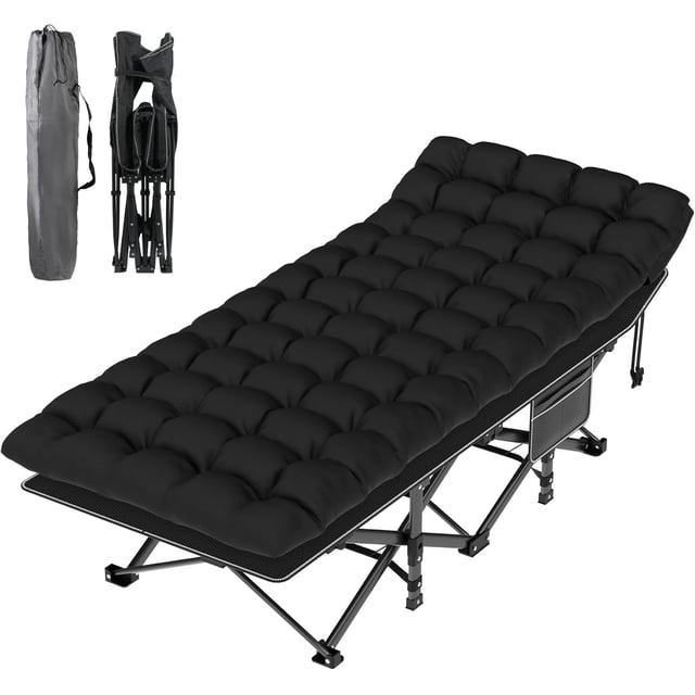 Openable Cots Oswerpon 75x28'' XL Folding Camping Cot with Mattress,500LBS Heavy Duty ...