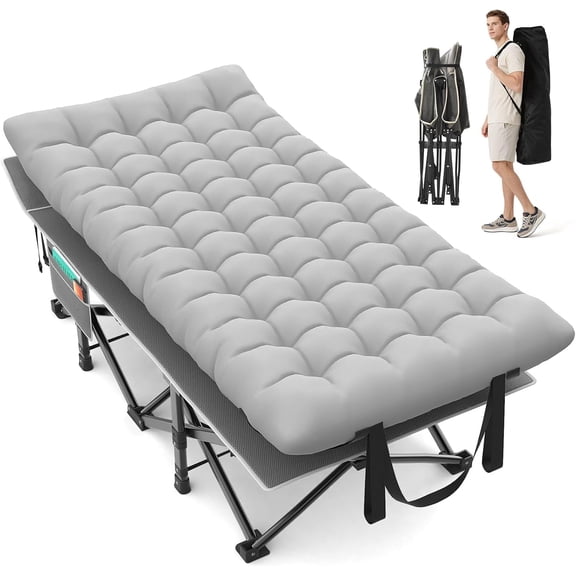 Oswerpon 79x32'' XXL Folding Camping Cot with Mattress,900LBS Heavy Duty Sleeping Cots, for Camping, Hiking, Travel, Office Break
