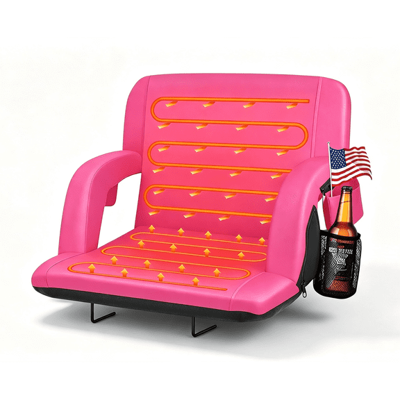 Oswerpon Heated Stadium Seats for Bleachers with Back Support 25" Extra Wide Cushion Bleacher Seats Foldable Stadium Chair Seating for Outdoor Sports