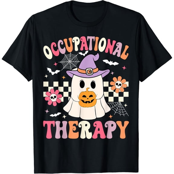 Ot Occupational Therapy Halloween Retro Ghost Ot Halloween T-Shirt