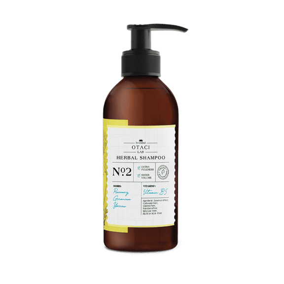 OTACI LAB No:2 Herbal Shampoo with Rosemary and Geranium for Extra Fullness and Volume, 8.5 fl oz