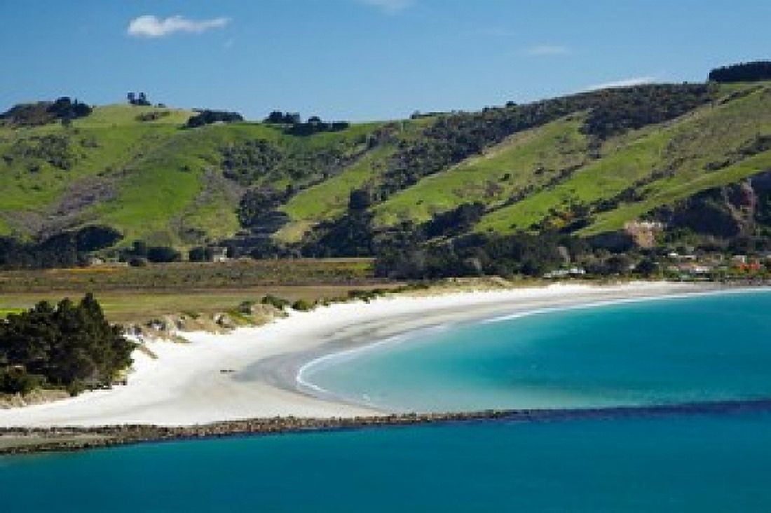 Otago Harbor and Aramoana Beach Dunedin Otago New Zealand Canvas Art - David Wall DanitaDelimont (29 x 19)