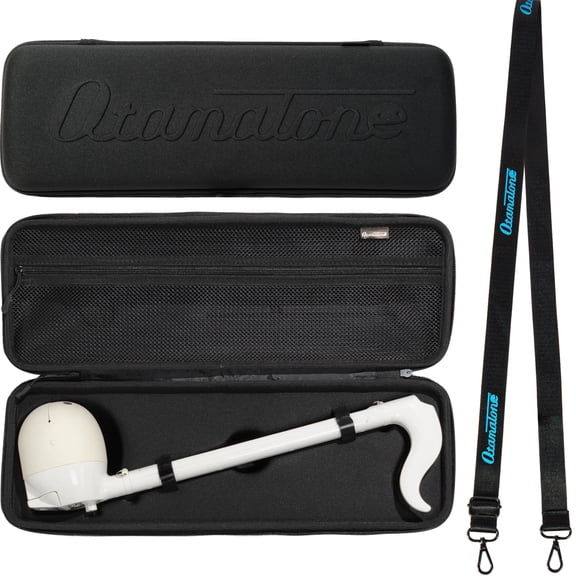 Otamatone Official Case for Deluxe Size (17.25 inch) Musical Instrument Toy Synthesizer Hard Shell Cover, Smooth Fitted Protective Interior with Official Logo Strap, Inner Sipper Pouch (Black)