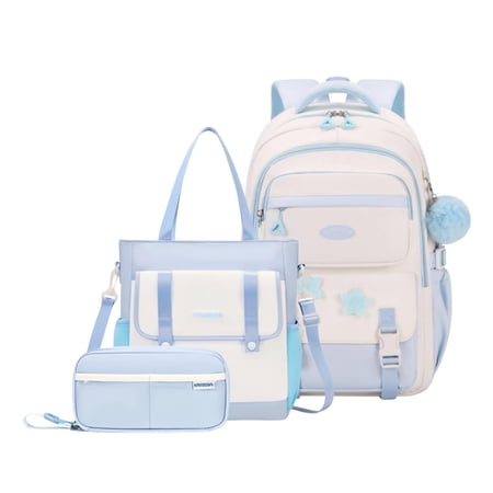 Otanjou 3Pcs Large-Capacity Lightweight Backpack , Cute College Bookbags for Teens Casual Travel Daypack