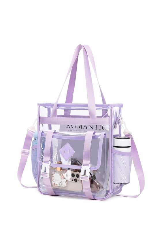 Clear Tote Bag Stadium Approved 12x6x12, Thickened Heavy Duty PVC Transparent Tote Bag Water Resistant