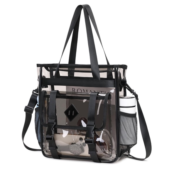 Otanjou Clear Tote Bag Stadium Approved 12x6x12, Thickened Heavy Duty PVC Transparent Tote Bag Water Resistant