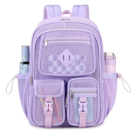Otanjou Mesh Backpack for School Heavy Duty See Through Net Bookbag Semi-Transparent Net Back Pack for Beach, Swimming, Sports, Work, Travel